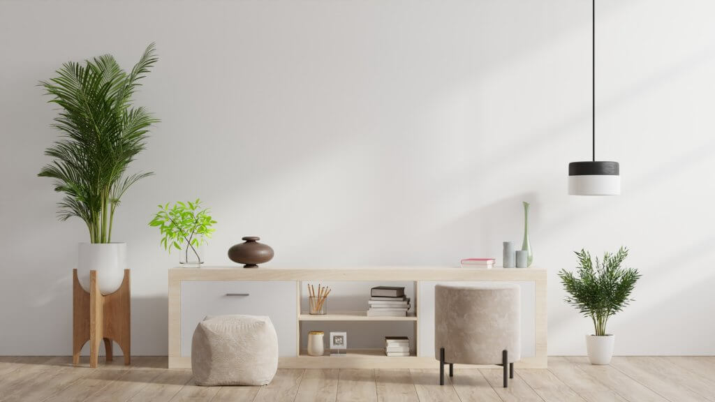 Ad ogni stanza la sua pianta! Come arredare casa con le piante da interni | Facile Ristrutturare Zona giorno con arredamento stile moderno e piante in vasi bianchi
