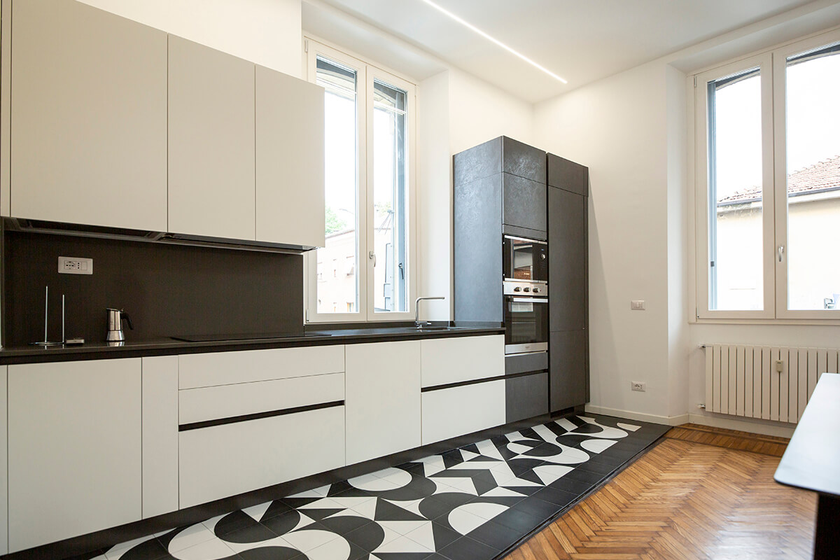 cucina effetto satinato black e white